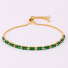 Load image into Gallery viewer, Adjustable Green Cubic Zirconia Tennis Bracelet in 18K Gold Plating