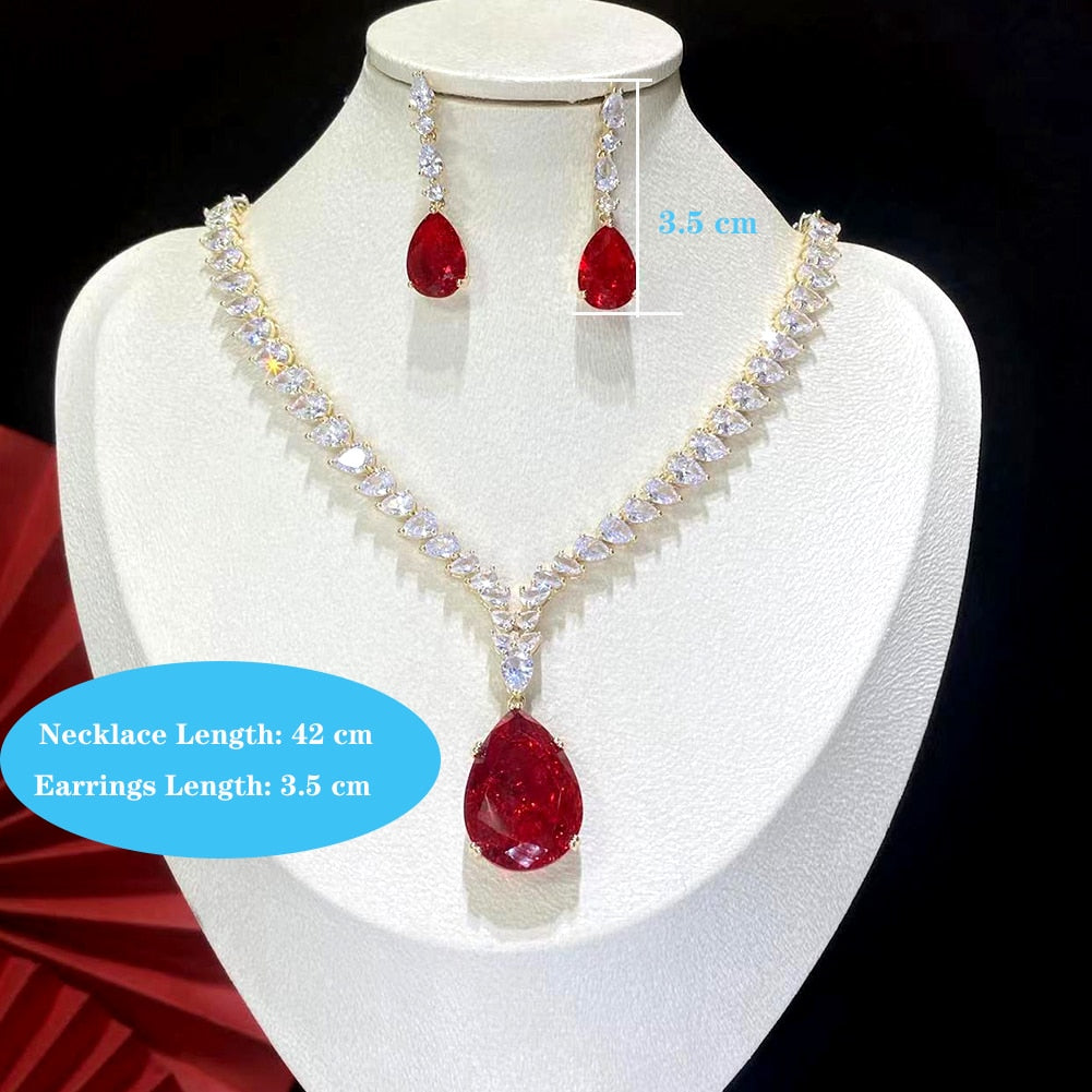 Exquisite Cubic Zirconia Bridal Jewelry Set with Water Drop Pattern