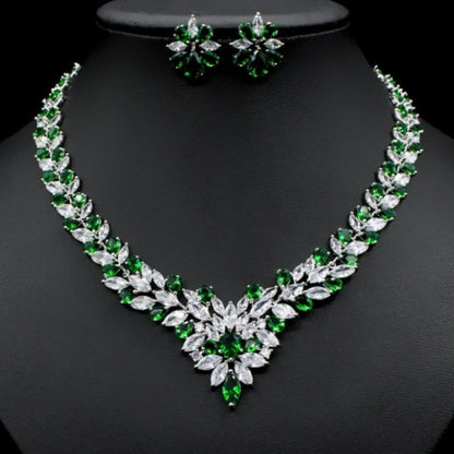 Exquisite Emerald Green Cubic Zirconia Necklace and Earrings Set
 
 Make a stunning statement with this exquisite jewelry set, featuring a captivating emerald green cubic zircon necklace and earrings. Whether you're attending a wGlam DuchessGlam DuchessExquisite Emerald Green Cubic Zirconia Necklace