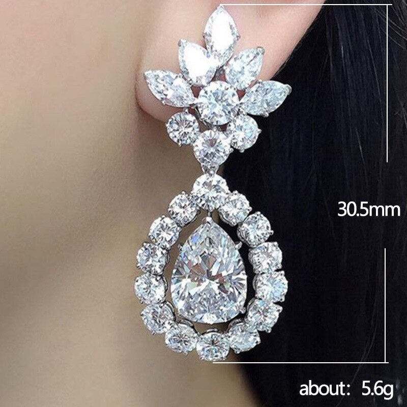 Elegant Teardrop Cubic Zirconia Bridal Earrings