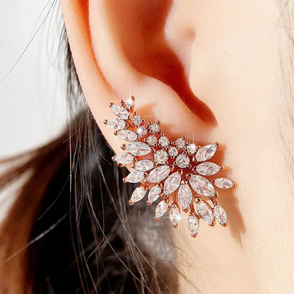 Marquise Vine Cubic Zirconia Ear Climbers – detail view 7