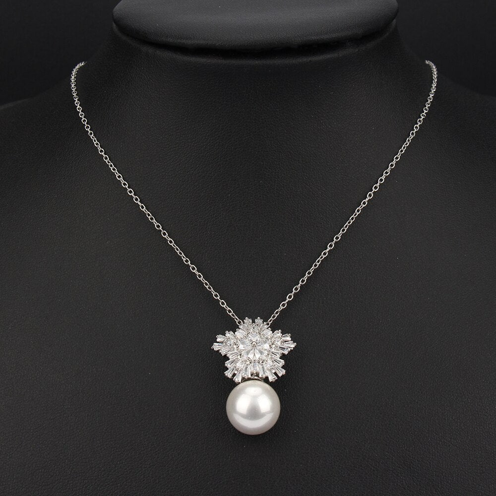 cubic zirconia jewelry set luxury pearl