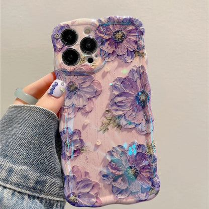 Vintage Floral Oil Painting Phone Case for iPhone 11, 12, 13, 14, 15, and 16 Pro Max – Elegant Shockproof Silicone Cover with Artistic Flower Design