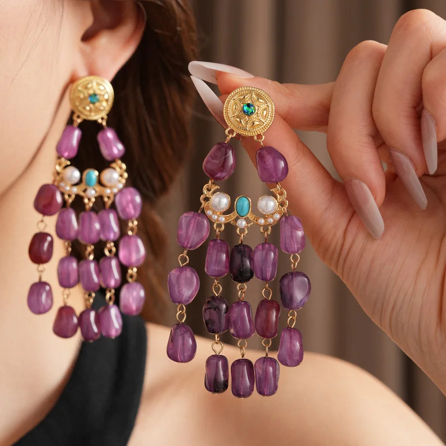 Geometric Tassel Drop Earrings for Women | Exquisite Designer Jewelry