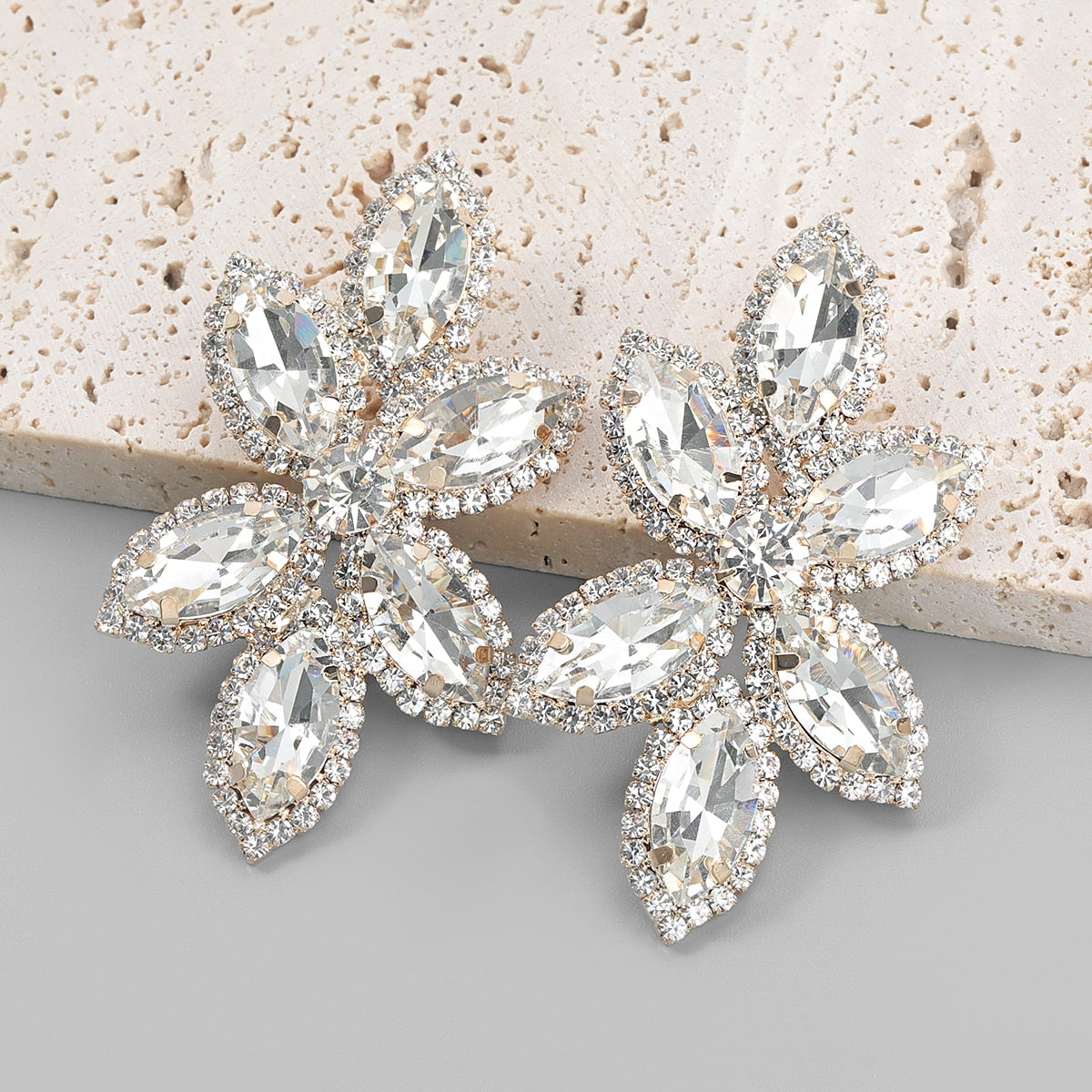 Shimmering Rhinestone Flower Earrings