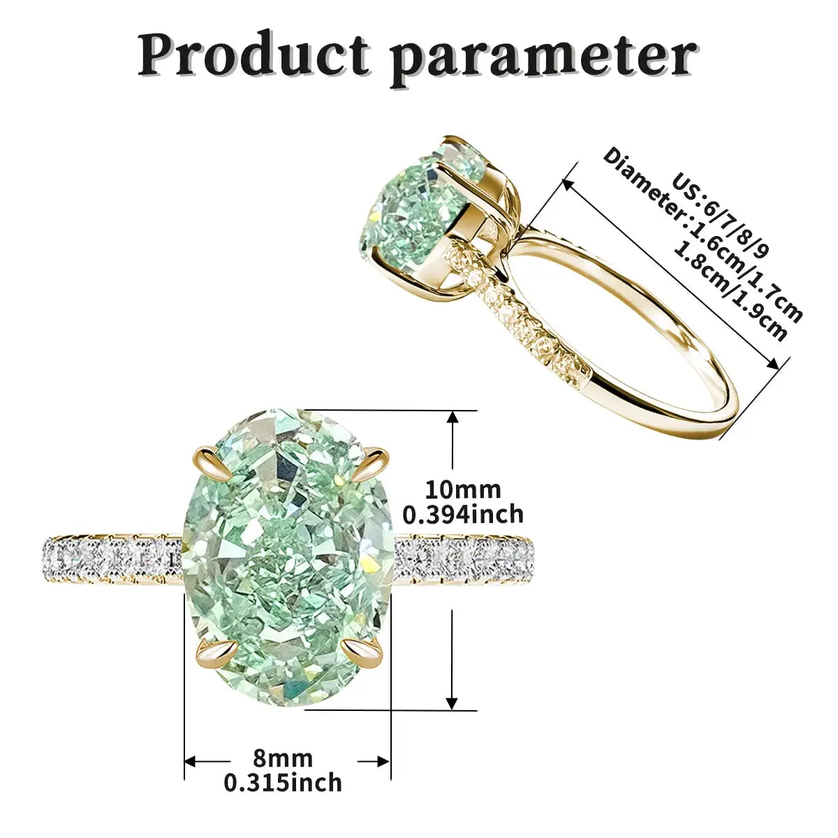Celestia Oval Zircon Statement Ring – detail view 2