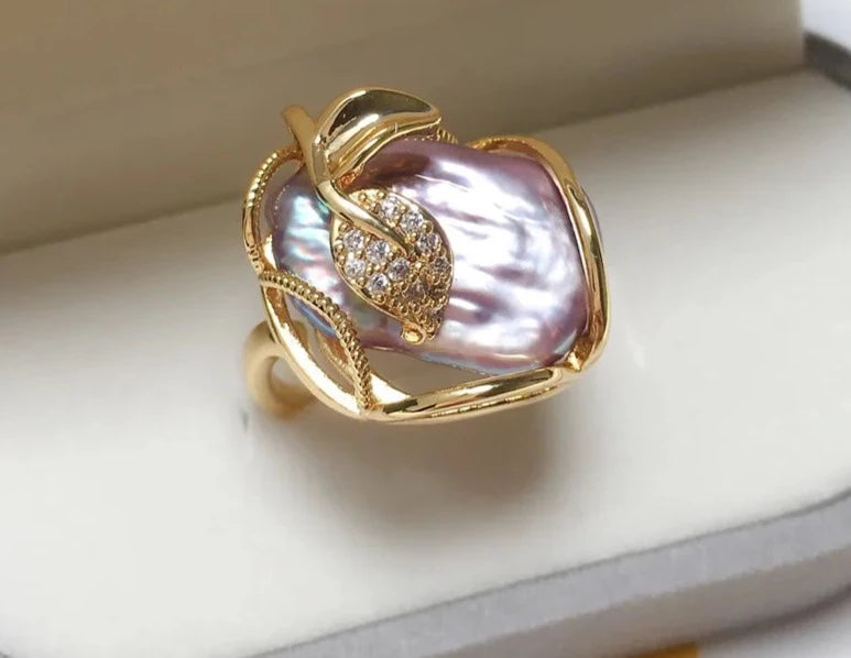 18K Gold Plating Baroque Pearl Ring