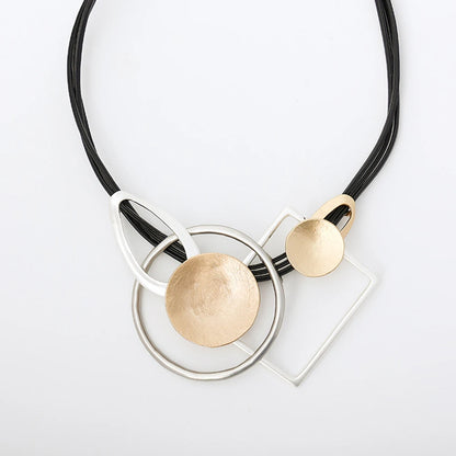 Geometric Minimal Suspension Pendant Choker Necklace