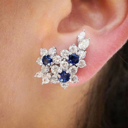 Floral Geometric Cubic Zirconia Stud Earrings