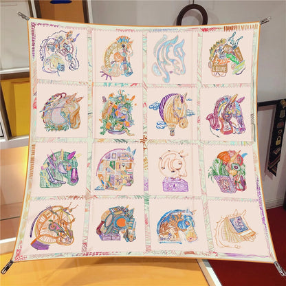 The Four Seasons Jungle Zebra Twill Silk Scarf – Luxury Square Wrap for Women, Hijab, Foulard, Beach & Sunscreen Bandana