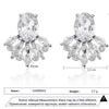 Green Oval Cubic Zircon Stud Earrings with White and Green Flower Design
