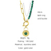 Green Stone Beads Stainless Steel Necklace with Round Shape Chain