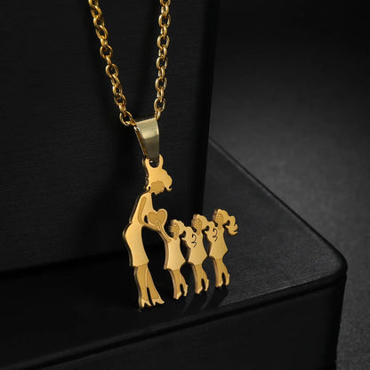 Family Necklaces with Mama Pendants - Stainless Steel Jewelry for Mother's Day & Birthdays