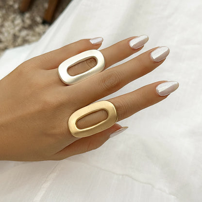 Chunky Minimal Hollow Out Geometric Oval Rings