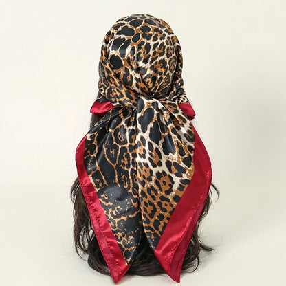 Handkerchiefs Hair Silk Scarf 90*90cm Print Satin Big Square Silk Scarves Shawls for Women Luxury Brand Designer Hijab Headband - Glam Duchess