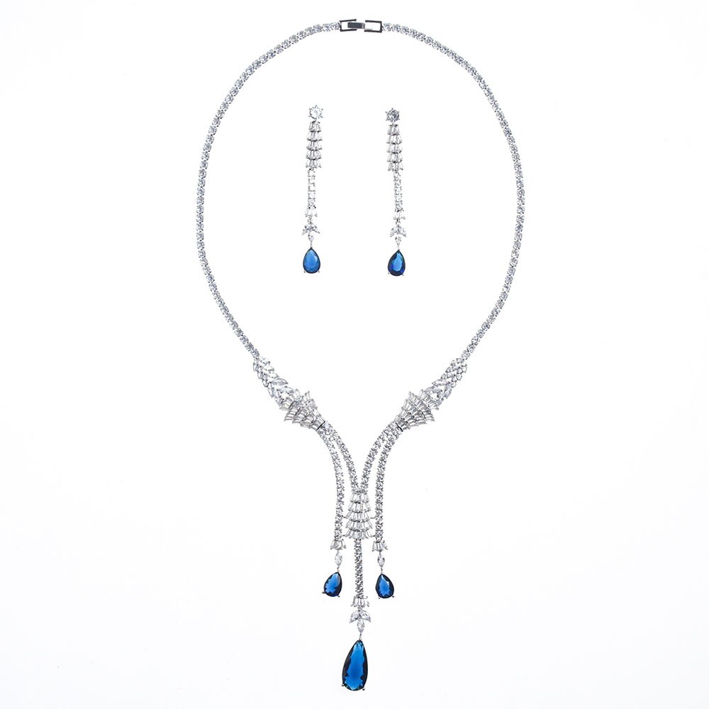 Elegant Zircon Water Drop Bridal Jewelry Set