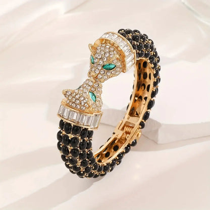 Noir Leopard Crystal Bangle – Glam Duchess