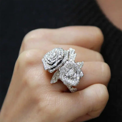 Rosette Pavé Statement Ring – Glam Duchess