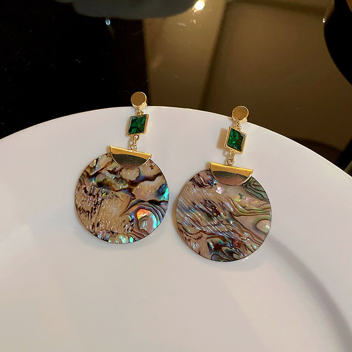 Vintage-Inspired Abalone Shell Drop Earrings