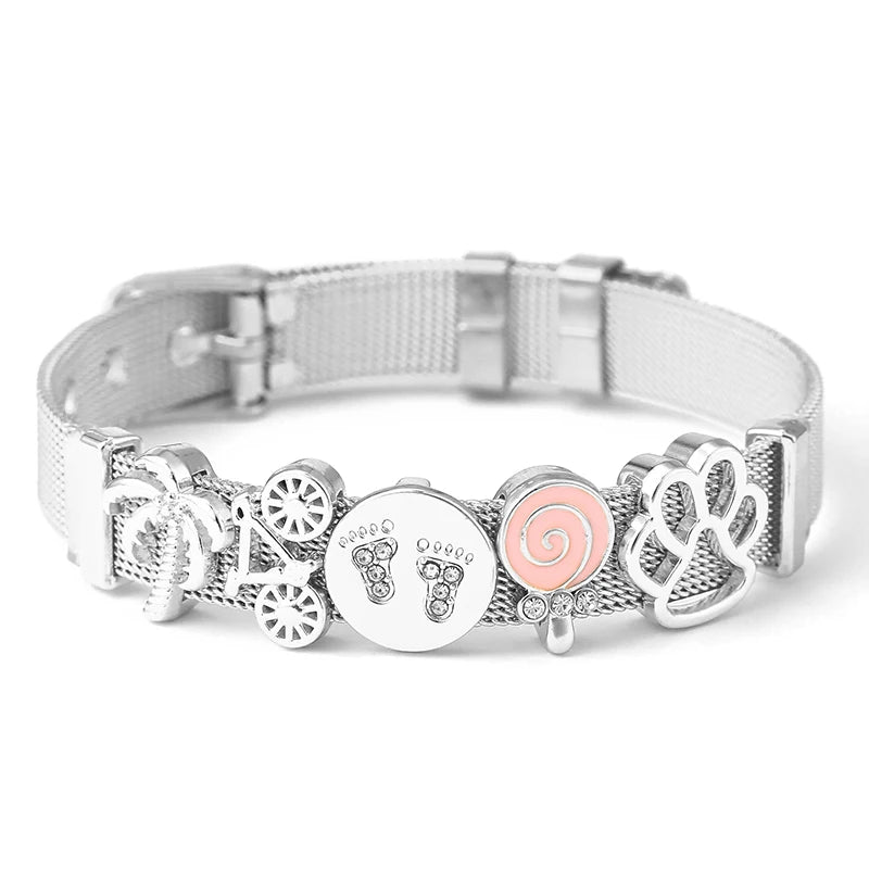 Crystal mom Camera Hollow Love Beads Charm Bracelets Bangle