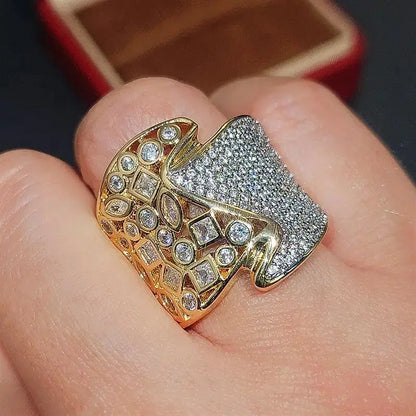 Celeste Two-Tone Pavé Statement Ring – detail view 3