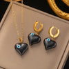Load image into Gallery viewer, Gold Heart Shape Stainless Steel Turkish Earrings Necklace Set - Elegant Heart Shaped Turkish Jewelry Set