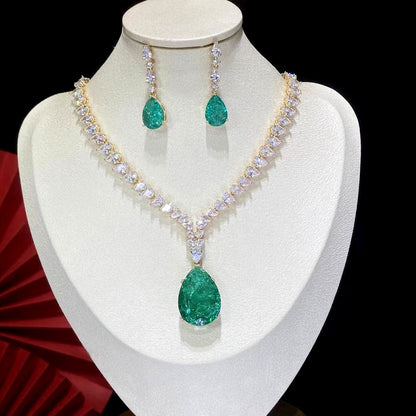 Exquisite Cubic Zirconia Bridal Jewelry Set with Water Drop Pattern