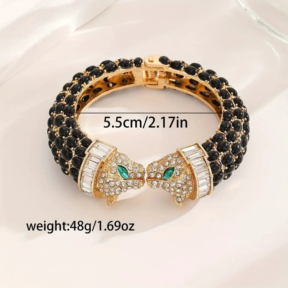 Noir Leopard Crystal Bangle – detail view 5