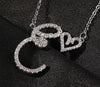 Personalized Initial Cursive Heart Pendant Necklaces