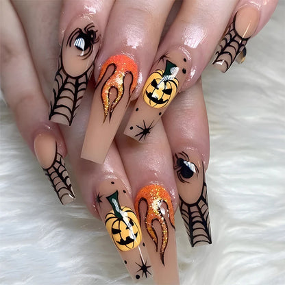 24pcs Halloween Patch Artificial Nails