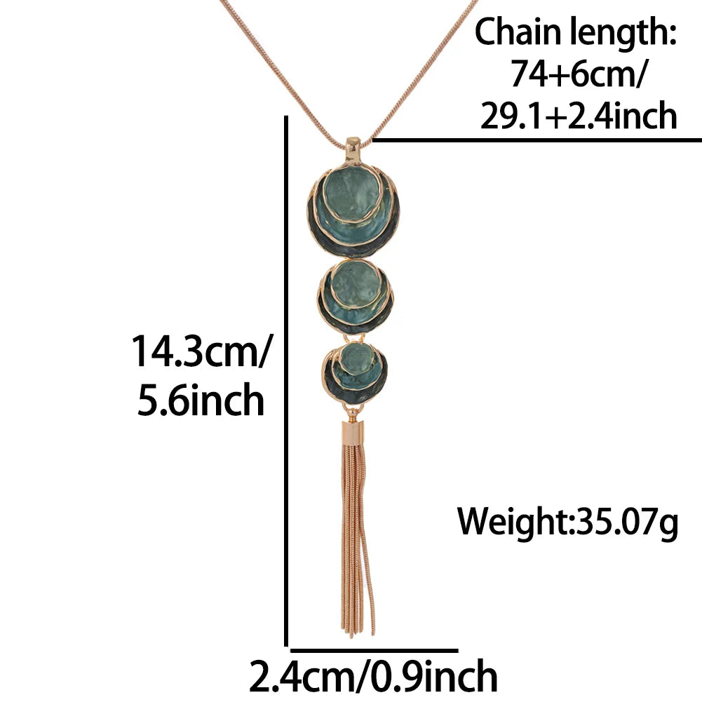 Round Pendant Long Necklace Modern Jewelry