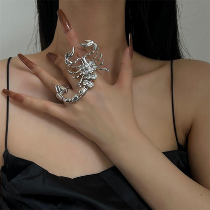 adjustable fit punk scorpion zircon charm adjustable ring