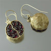 Load image into Gallery viewer, Boho Vintage Gold Pomegranate Drop Earrings With Natural Red Garnet