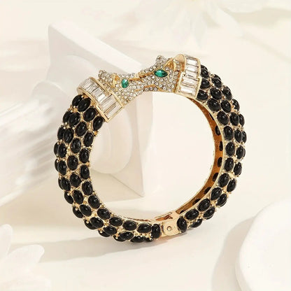 Noir Leopard Crystal Bangle – detail view 3