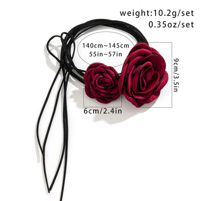 Romantic Rose and Bowknot Choker Necklace Set