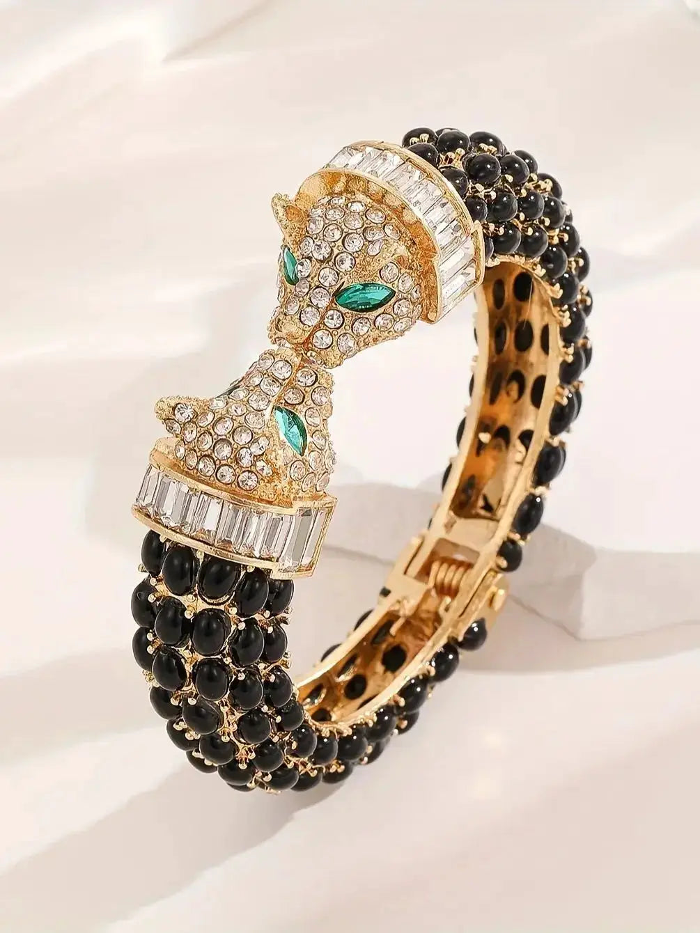 Noir Leopard Crystal Bangle – detail view 6