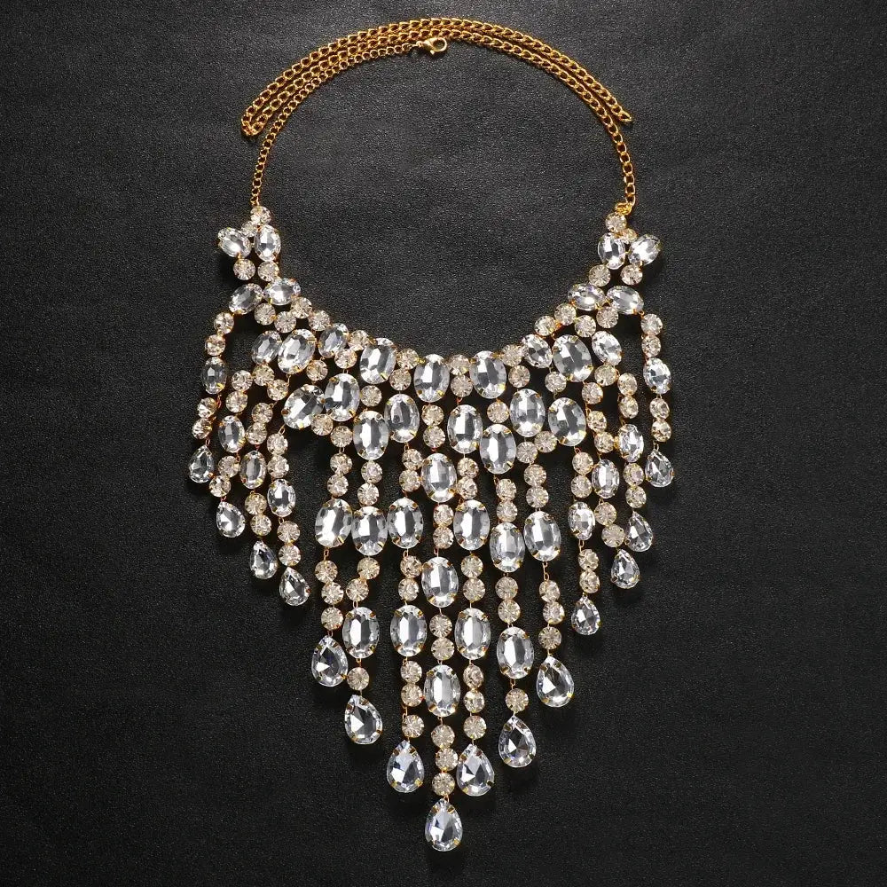 Cascading Crystal Fringe Choker – detail view 5