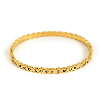 Chic Geometric Gold-Plated Stainless Steel Bangles
 Stackable Bangles High Fashion Bracelets
 Elevate your style with our trendy stackable bangles, designed with a geometric pattern and tension setting for a modern Glam DuchessGlam DuchessChic Geometric Gold-Plated Stainless Steel Bangles