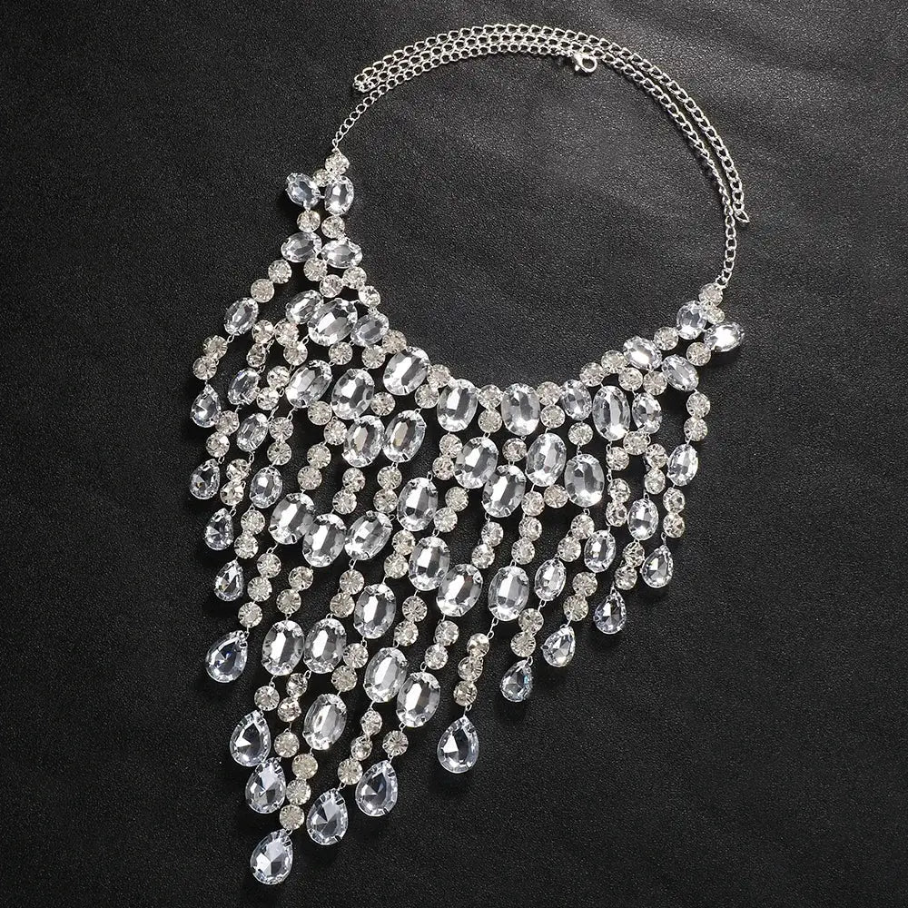 Cascading Crystal Fringe Choker – detail view 4