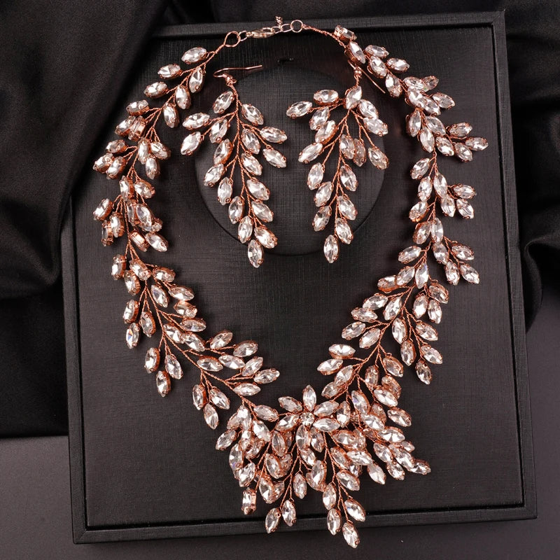 Luxurious Handcrafted Rhinestone Bridal Jewelry Set