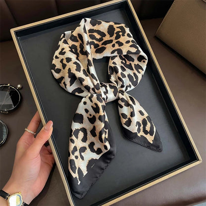 Luxury Satin Silk Square Scarf for Women, Printed Fashion Wrap, Shawl, Neckerchief