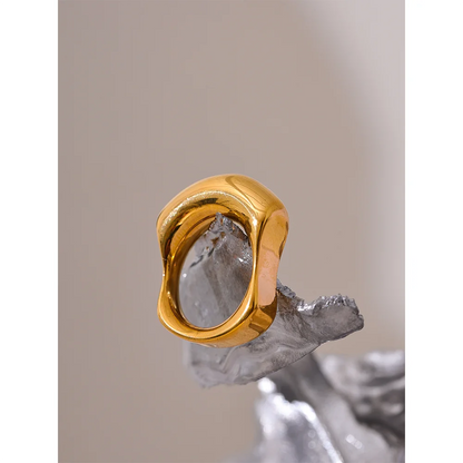 Geometric Gold Stainless Steel Ring