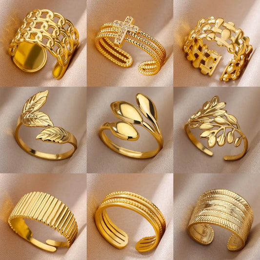 316L Stainless Steel Gold Rings Set