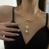 Load image into Gallery viewer, Layered Shell Link Chain Lock Heart Necklace
