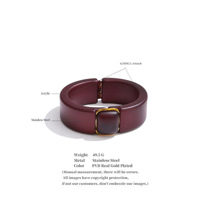 Acrylic Resin Bracelet - Wide Colorful Resin Bangle, Waterproof Retro Statement Jewelry