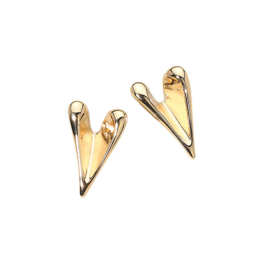 Gold Dipped Abstract Heart Stud Earrings