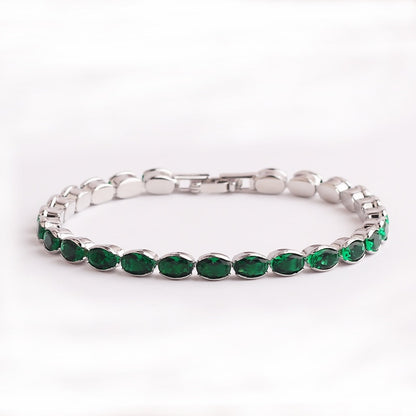 Adjustable Green Cubic Zirconia Tennis Bracelet in 18K Gold Plating