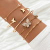 Elegant Gold Leaves Heart Pendant Cuff Bracelet Set