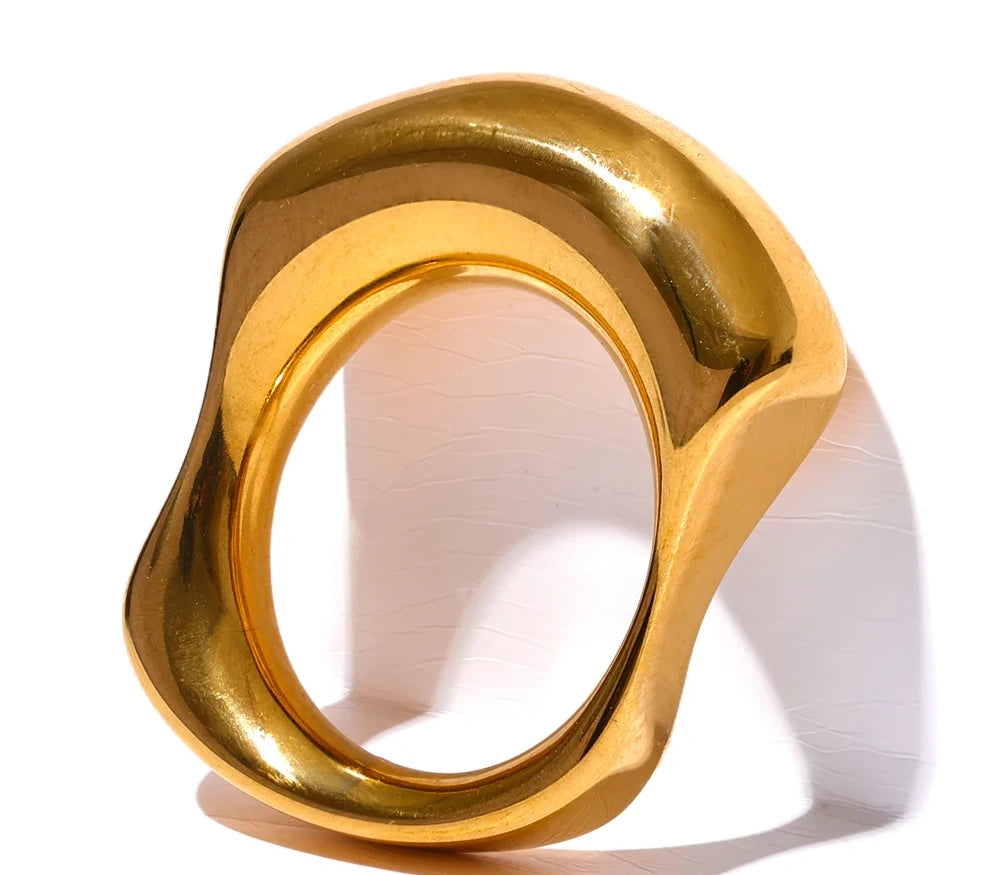 Geometric Gold Stainless Steel Ring