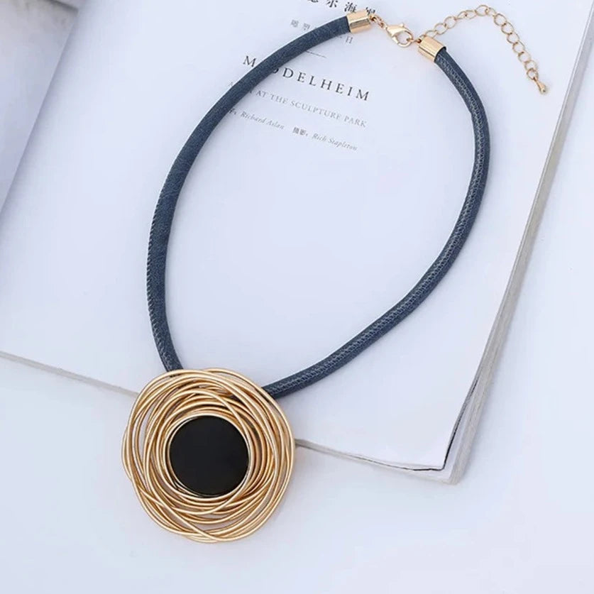 Gold Color Geometric Charm Necklace